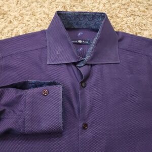 Stone‎ Rose Mens 3 Medium Purple Inside Paisely Pattern Long Sleeve Shirt